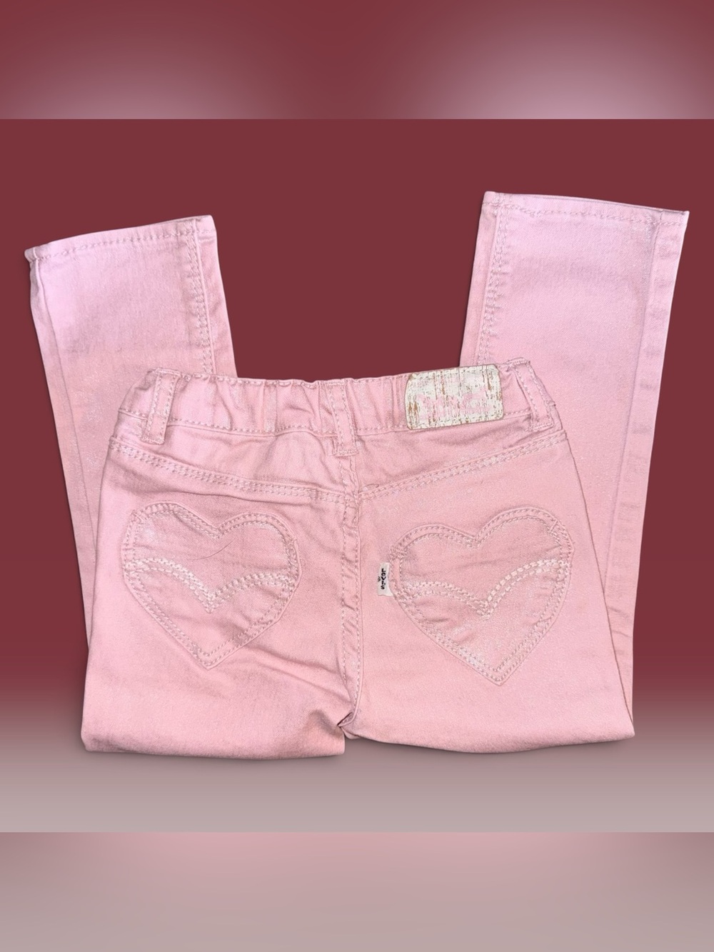 Levi’s Toddler Girls Pastel Pink Skinny Jeans with Heart Back Pockets (2T)